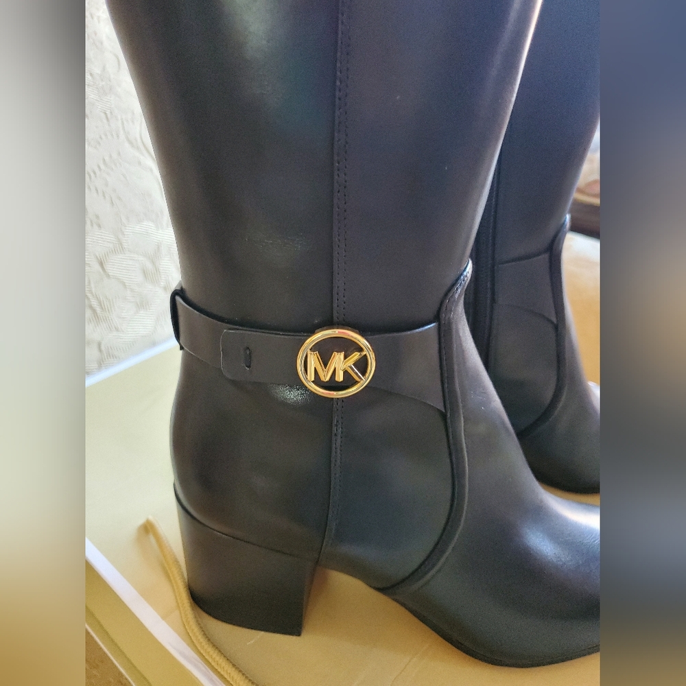 Michael Kors Carmen Leather Riding Boots/Black - Picture 6 of 14